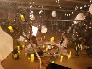 Behind the scenes of Total Eclipse with Mick Lorusso and Frida Cano. Photo by Evelyn Ellias