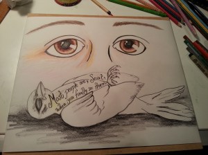 Notebook with Cassie's moon drawings. By Frida Cano